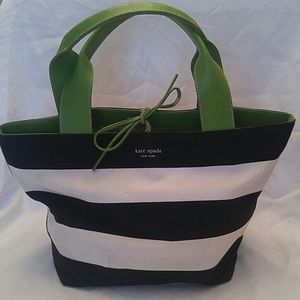 Kate Spade striped canvas Tracy bucket tote